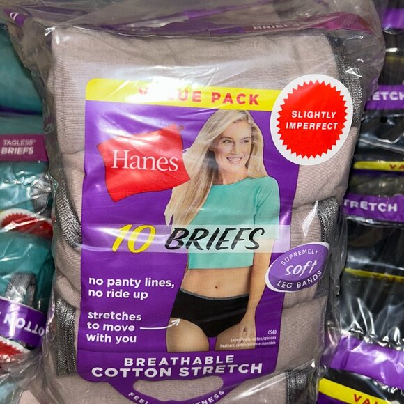 Hanes Women's  Cotton  Briefs – LOT 71 - 180 pcs – 18 packs (10 ea) – Sz 6 - NEW - Picture 1 of 3